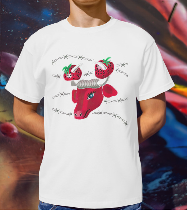 Strawberry Bull Barbed Horns T-Shirt