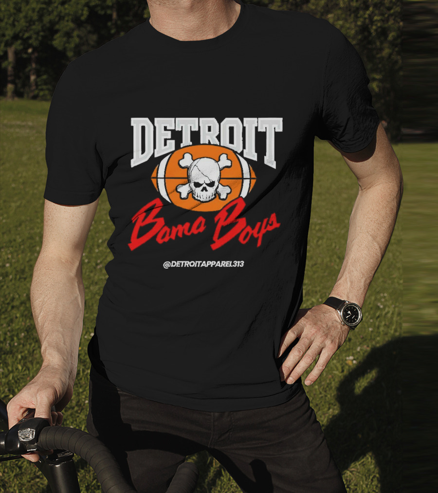 Detroit Bama Boys Skull Football @DetroitApparel313 T-Shirt