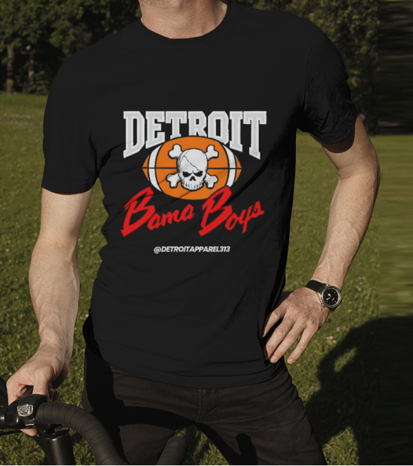 Detroit Bama Boys Skull Football @DetroitApparel313 T-Shirt