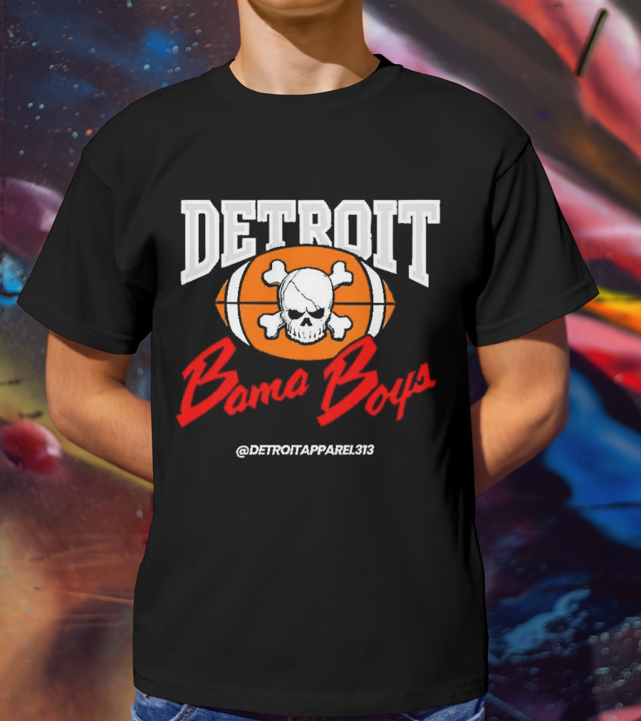 Detroit Bama Boys Skull Football @DetroitApparel313 T-Shirt