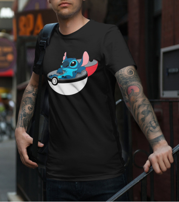 The Stitch Relaxing In Poké Ball Fusion Concept T-Shirt
