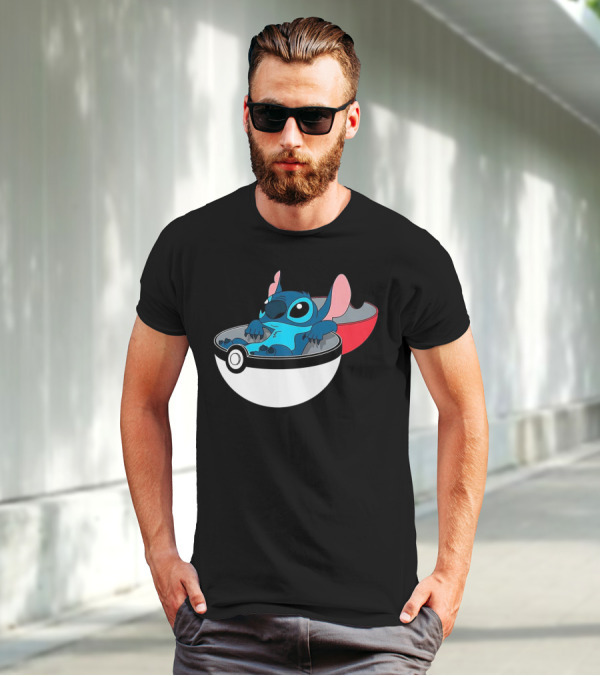 The Stitch Relaxing In Poké Ball Fusion Concept T-Shirt