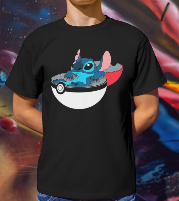 The Stitch Relaxing In Poké Ball Fusion Concept T-Shirt