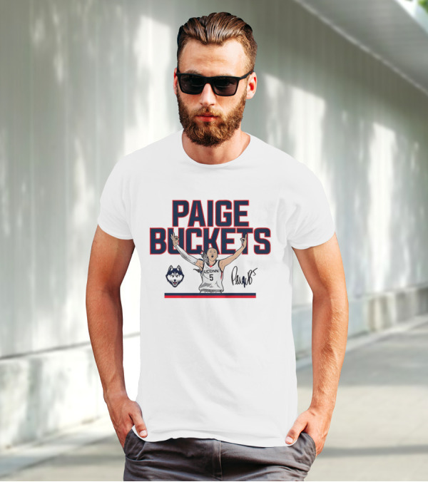 UConn Paige Bueckers Buckets Huskies Basketball Signature T-Shirt