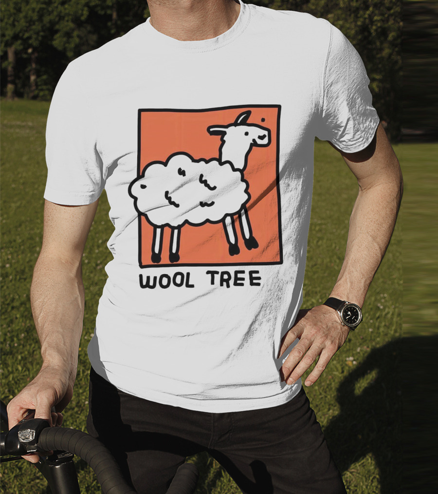 Wool Tree Black Sheep Illustration On Orange Background T-Shirt