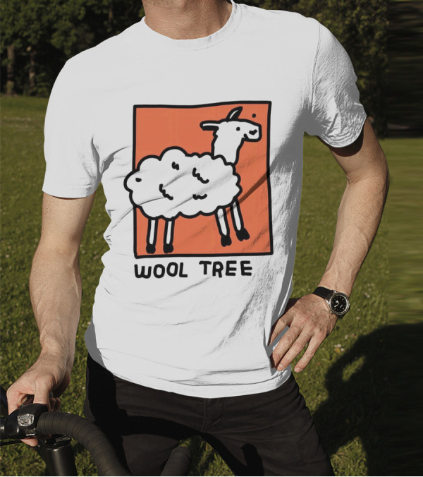 Wool Tree Black Sheep Illustration On Orange Background T-Shirt