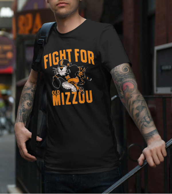 Fight For Old Mizzou Football Mascot In Action T-Shirt