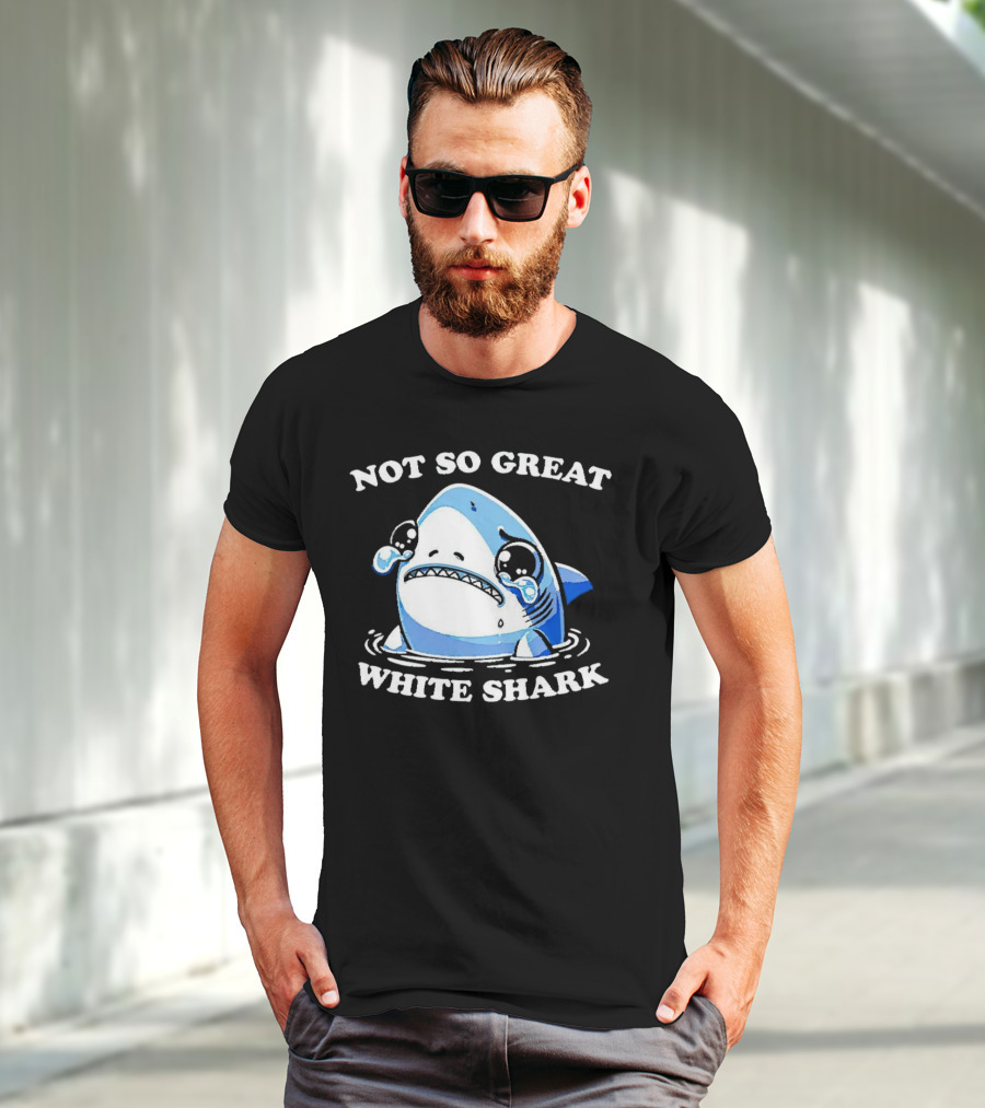 Not So Great White Shark Sad Crying Cartoon T-Shirt