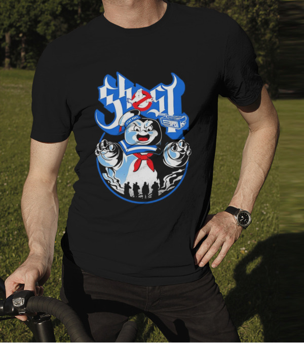 Stay Puft Marshmallow Man Ghostbusters Inspired With Ghostbusters Logo T-Shirt