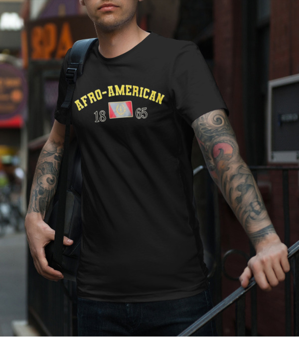 Afro American Heritage 1865 Emblem With Vintage Flag T-Shirt
