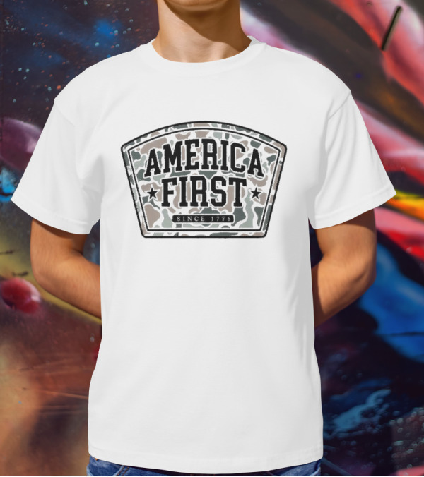 America First Camo Patch Since 1776 T-Shirt