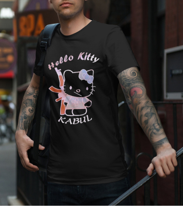 Hello Kitty Kabul Playful Twist On Iconic Character With Rifle T-Shirt