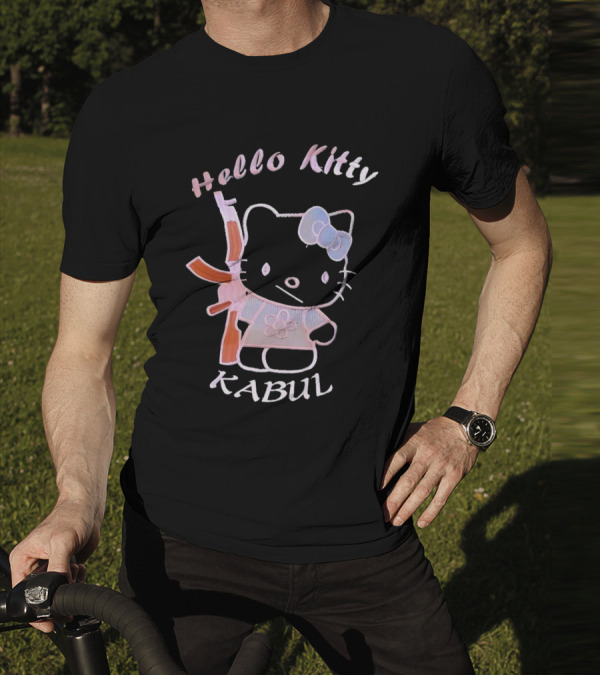 Hello Kitty Kabul Playful Twist On Iconic Character With Rifle T-Shirt