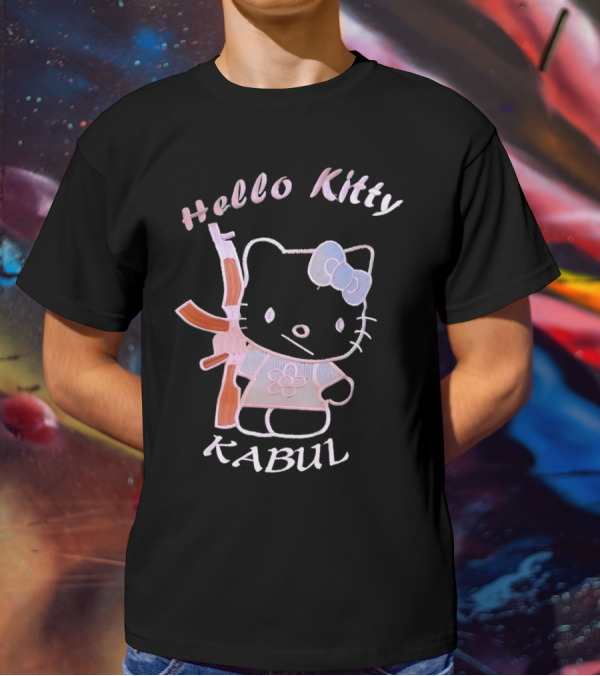 Hello Kitty Kabul Playful Twist On Iconic Character With Rifle T-Shirt
