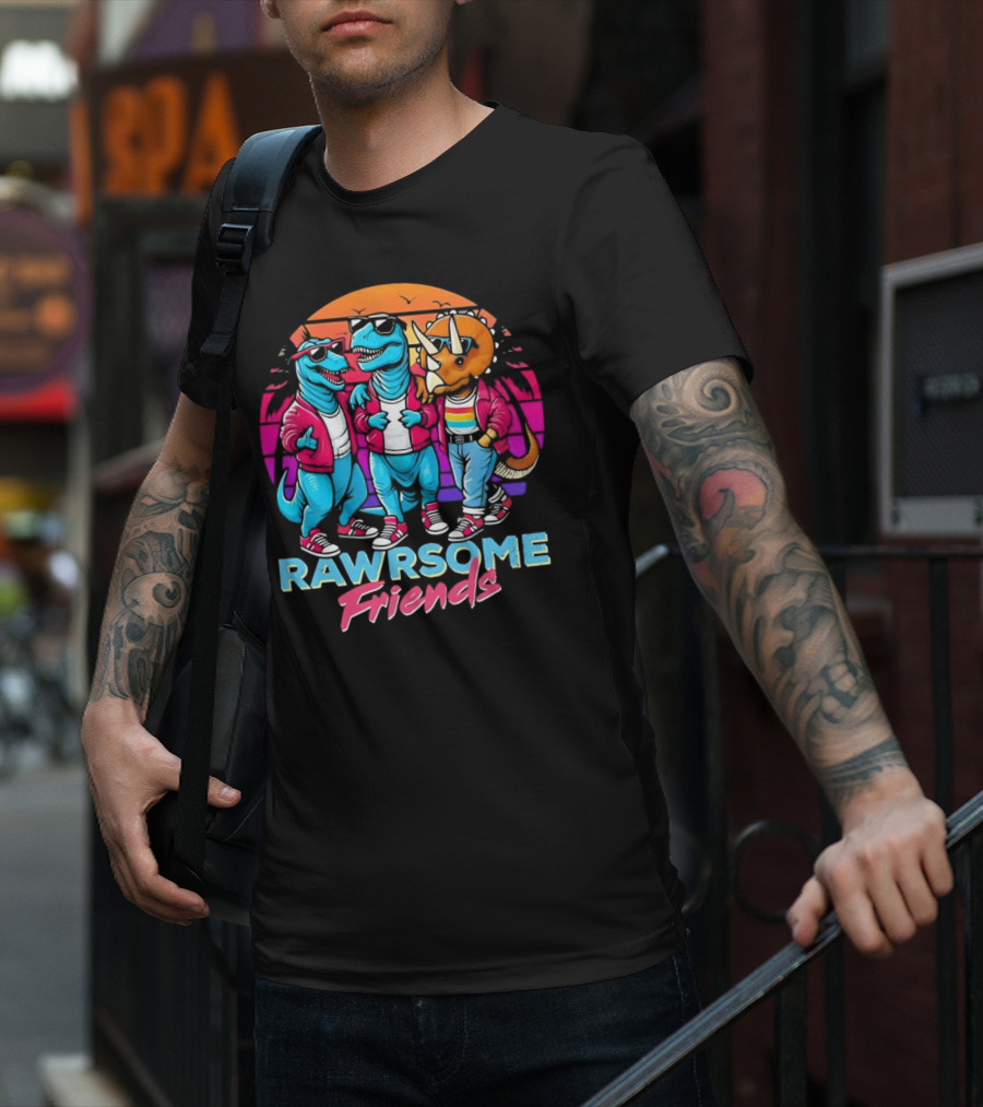 Rawrsome Friends Juna Duncan Retro Dinosaur Crew T-Shirt