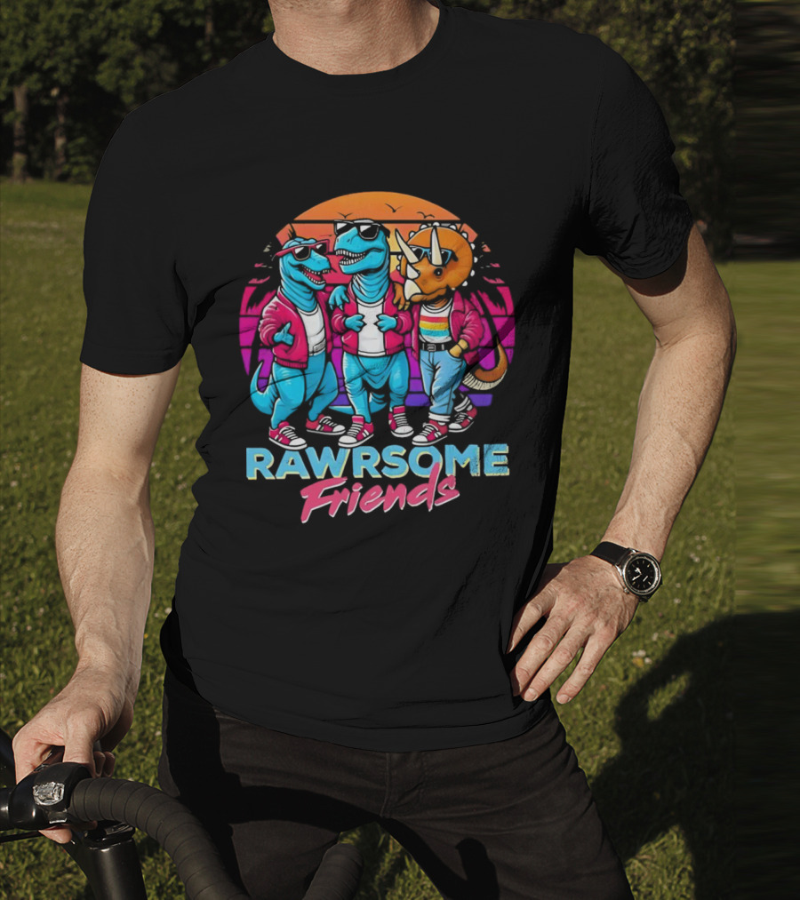 Rawrsome Friends Juna Duncan Retro Dinosaur Crew T-Shirt