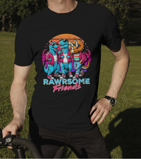 Rawrsome Friends Juna Duncan Retro Dinosaur Crew T-Shirt