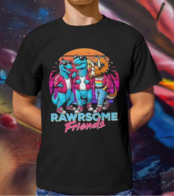 Rawrsome Friends Juna Duncan Retro Dinosaur Crew T-Shirt