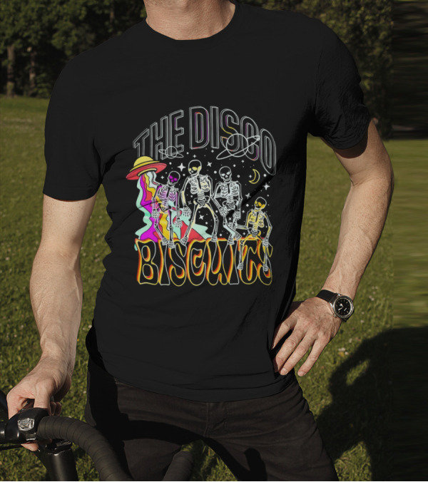 The Disco Biscuits Skeletons Dancing With UFO And Stars T-Shirt