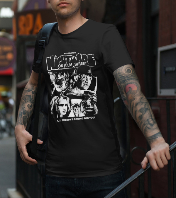 Wes Craven's A Nightmare On Elm Street 1, 2, Freddy's Coming For You T-Shirt