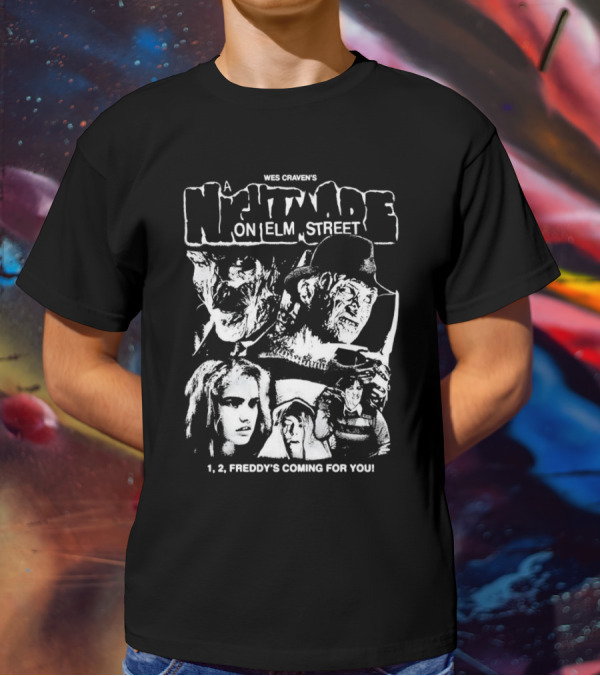 Wes Craven's A Nightmare On Elm Street 1, 2, Freddy's Coming For You T-Shirt