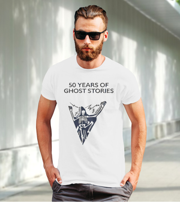 50 Years Of Ghost Stories Skeleton With Lightning Bolt T-Shirt