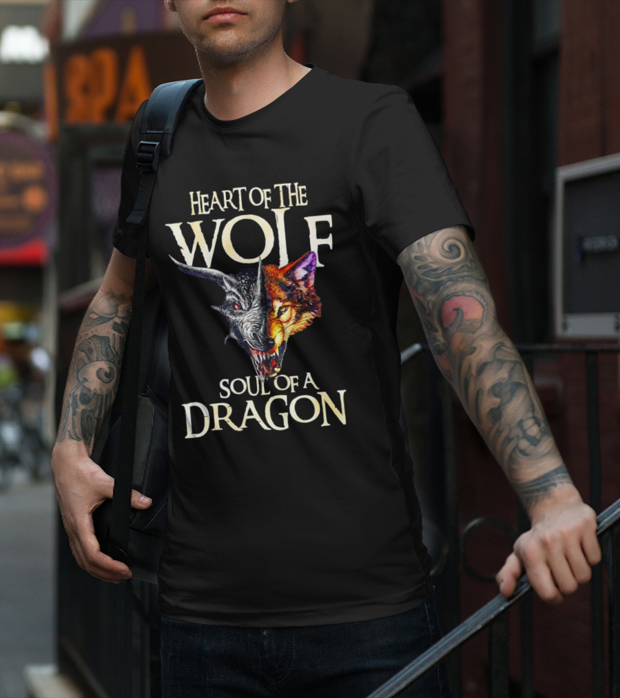 Heart Of The Wolf Soul Of A Dragon Wolf-Dragon Hybrid Duality T-Shirt