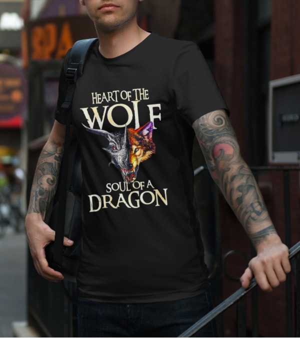 Heart Of The Wolf Soul Of A Dragon Wolf-Dragon Hybrid Duality T-Shirt