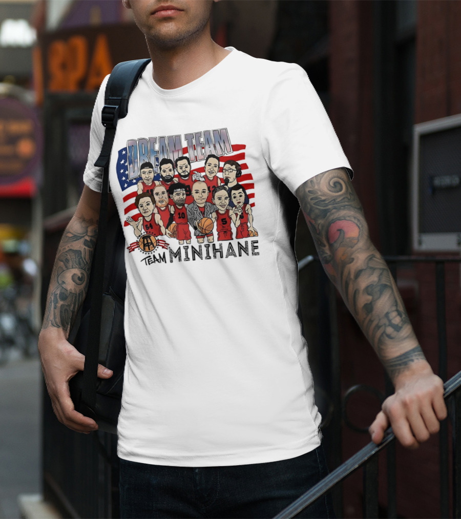Dream Team Minihane Basketball USA Flag Characters T-Shirt