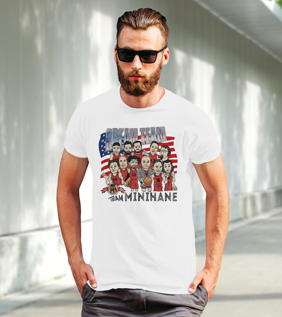 Dream Team Minihane Basketball USA Flag Characters T-Shirt