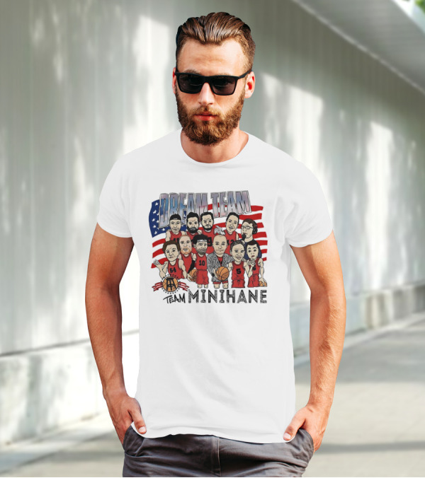 Dream Team Minihane Basketball USA Flag Characters T-Shirt