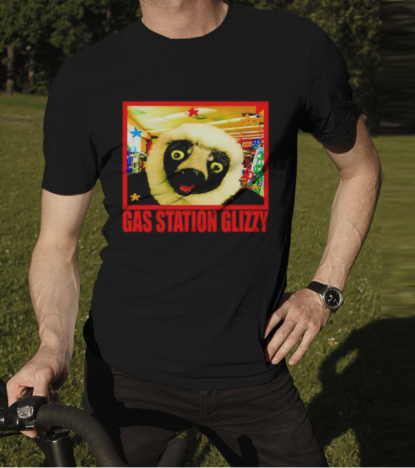 Gas Station Glizzy Funny Lemur Cartoon Inside Store T-Shirt