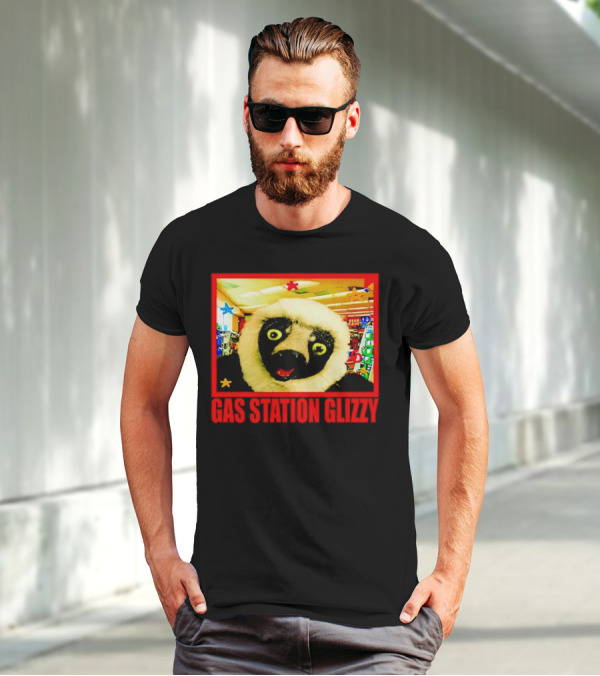 Gas Station Glizzy Funny Lemur Cartoon Inside Store T-Shirt