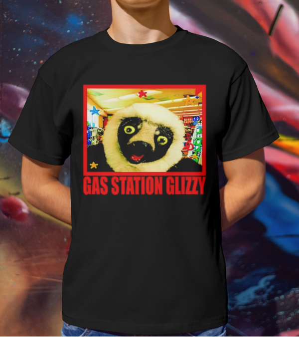 Gas Station Glizzy Funny Lemur Cartoon Inside Store T-Shirt