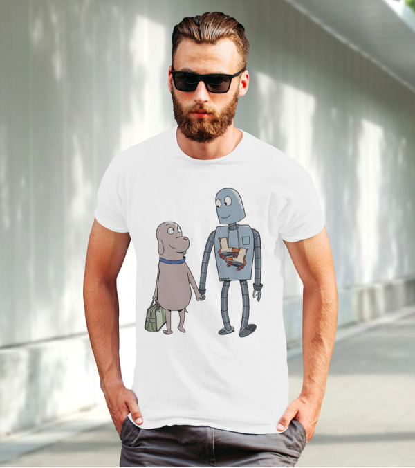 Companionship Adventure: Robot And Dog Journey T-Shirt