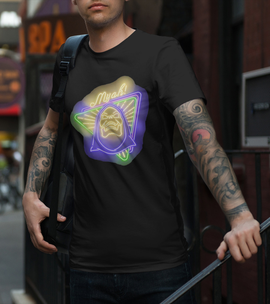 Skeletor Neon Myah Retro 80s Glowing Triangle T-Shirt
