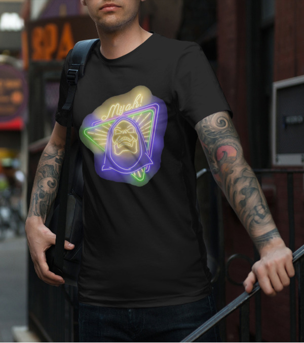 Skeletor Neon Myah Retro 80s Glowing Triangle T-Shirt