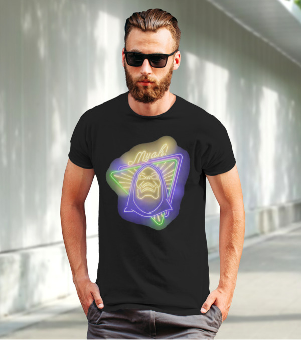 Skeletor Neon Myah Retro 80s Glowing Triangle T-Shirt