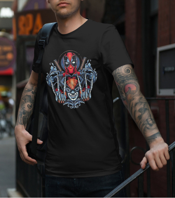 Deadpool And Wolverine Disastrous Duo Claws And Swords T-Shirt