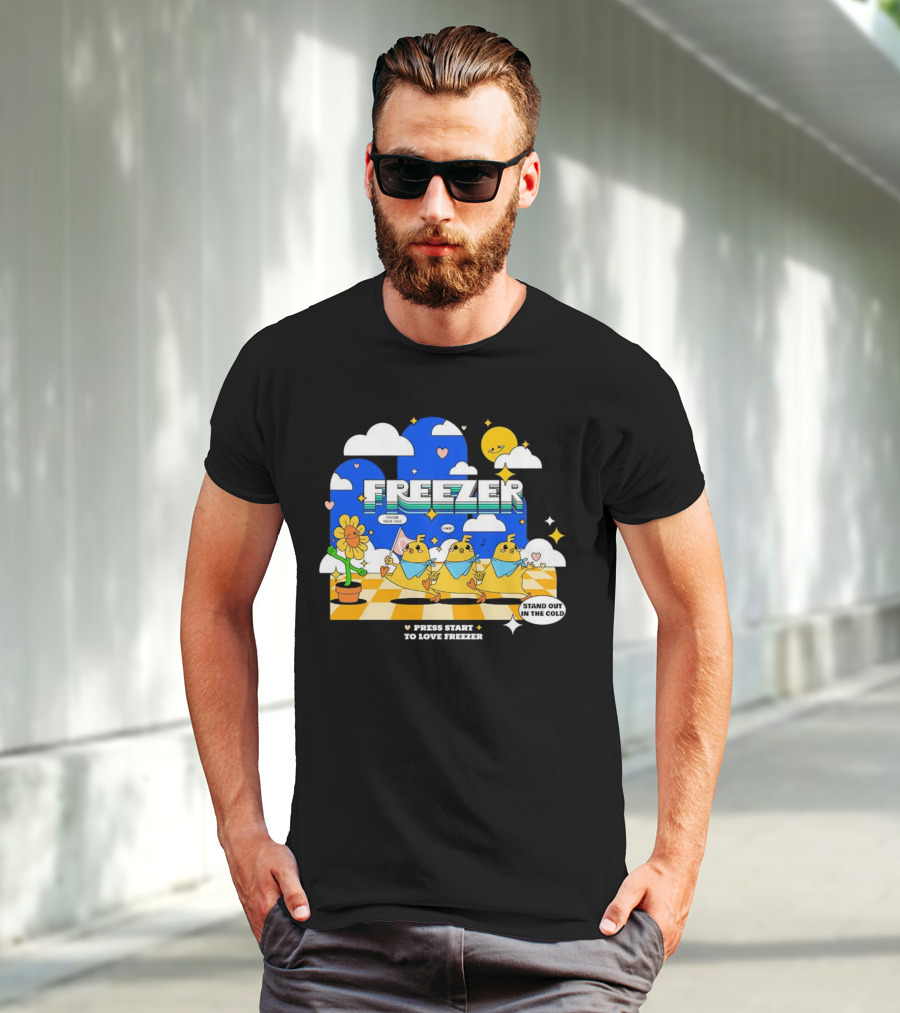 Press Start To Love Freezer Stand Out In The Cold 본체의 차가운 감성 T-Shirt