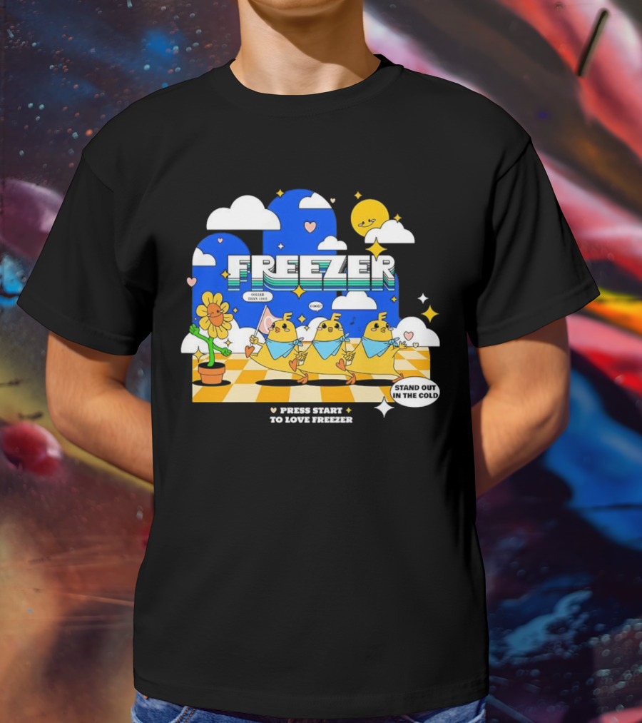 Press Start To Love Freezer Stand Out In The Cold 본체의 차가운 감성 T-Shirt