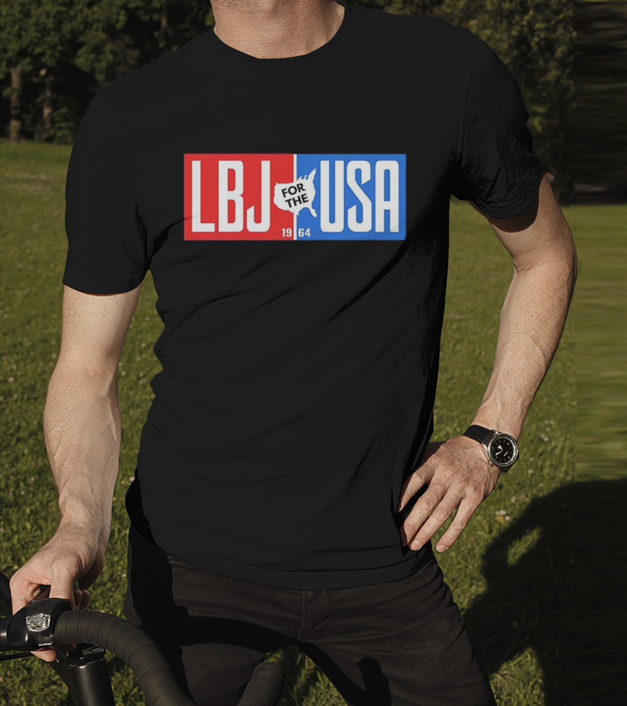 LBJ For The USA 1964 Vintage Political Campaign Red White Blue USA Map T-Shirt