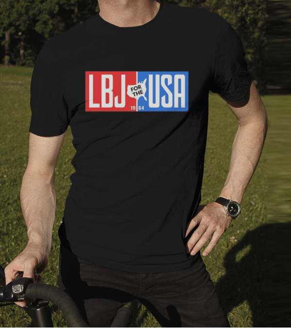 LBJ For The USA 1964 Vintage Political Campaign Red White Blue USA Map T-Shirt