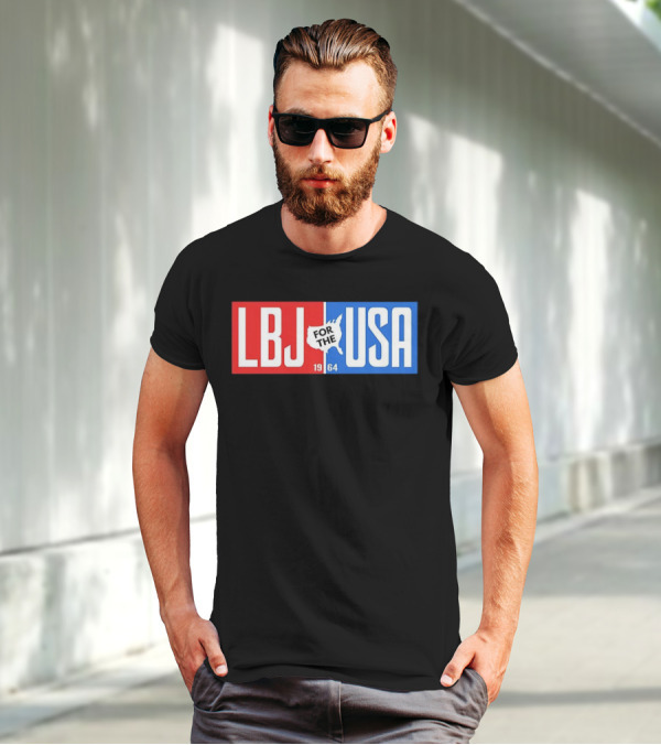 LBJ For The USA 1964 Vintage Political Campaign Red White Blue USA Map T-Shirt