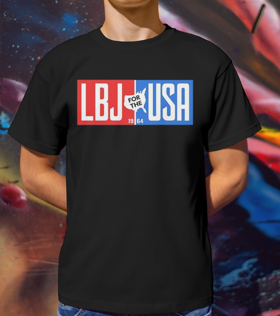 LBJ For The USA 1964 Vintage Political Campaign Red White Blue USA Map T-Shirt