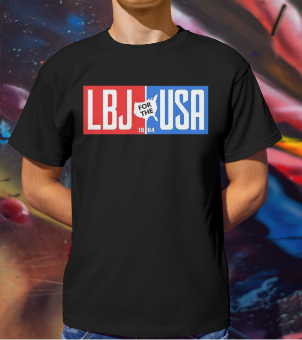 LBJ For The USA 1964 Vintage Political Campaign Red White Blue USA Map T-Shirt
