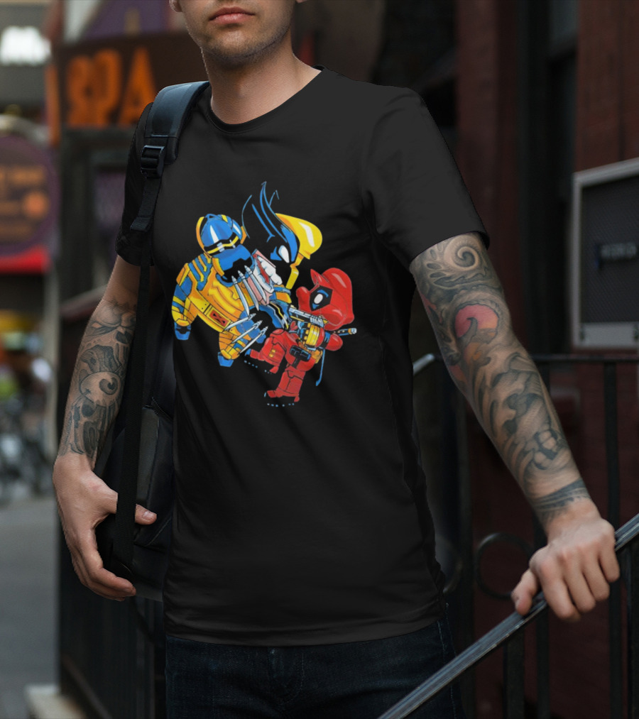 Wario And Mario As Wolverine And Deadpool Face-Off In Colorful Crossover T-Shirt