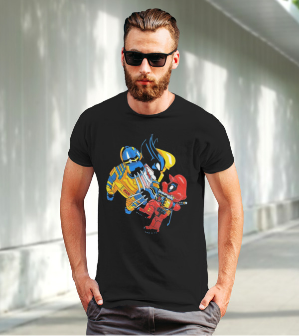 Wario And Mario As Wolverine And Deadpool Face-Off In Colorful Crossover T-Shirt