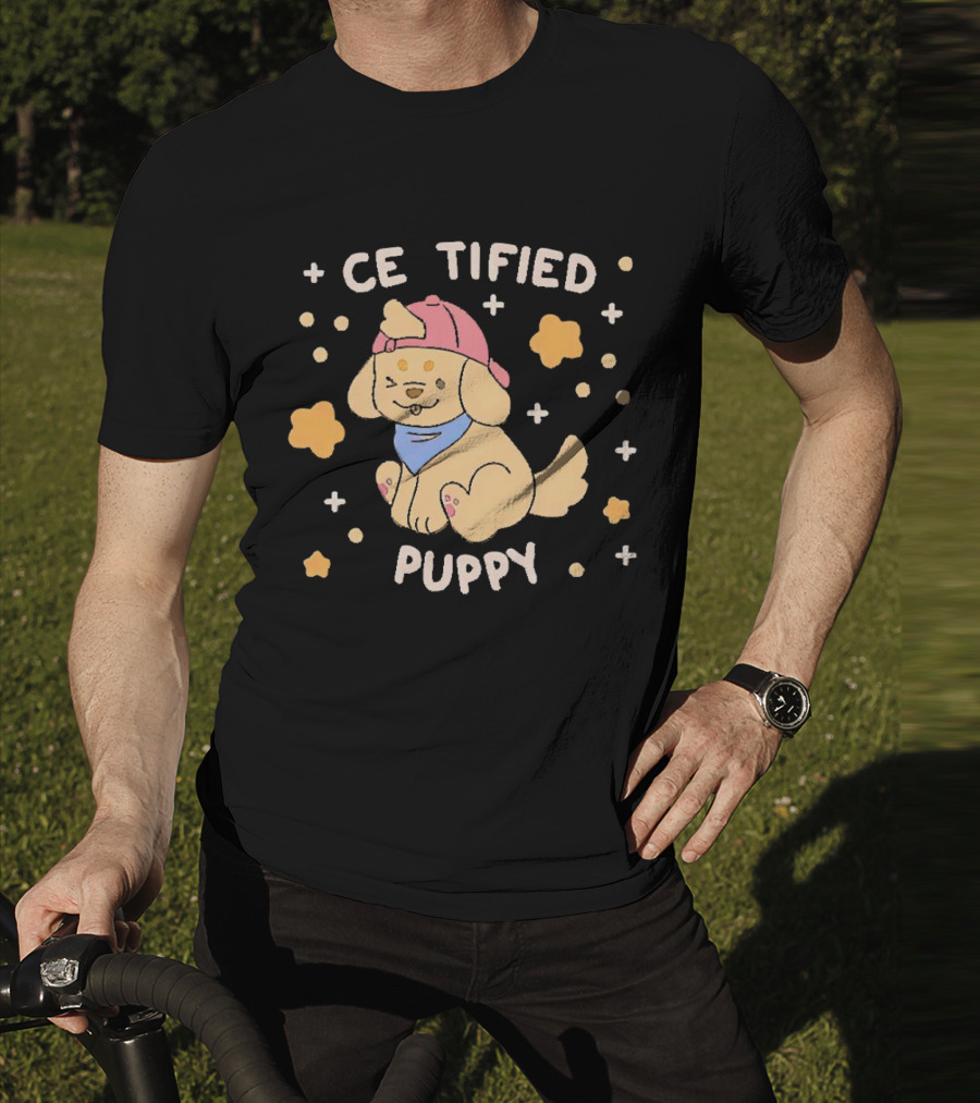 Certified Cute Puppy With Hat And Bandana T-Shirt