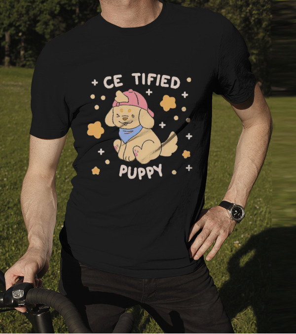 Certified Cute Puppy With Hat And Bandana T-Shirt